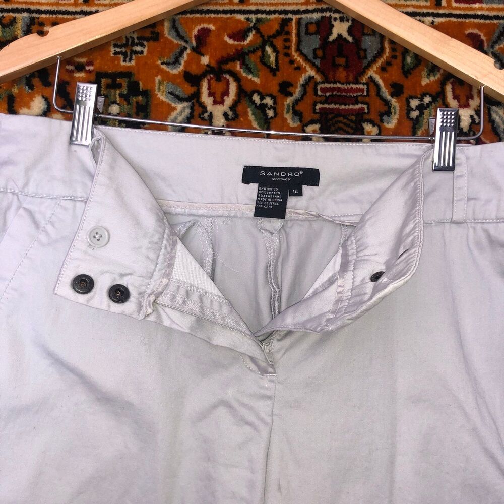 Sandro Sportswear Light Grey Capri Pants sz 14 Cotton Slim Fit Cropped Trousers - Picture 4 of 7